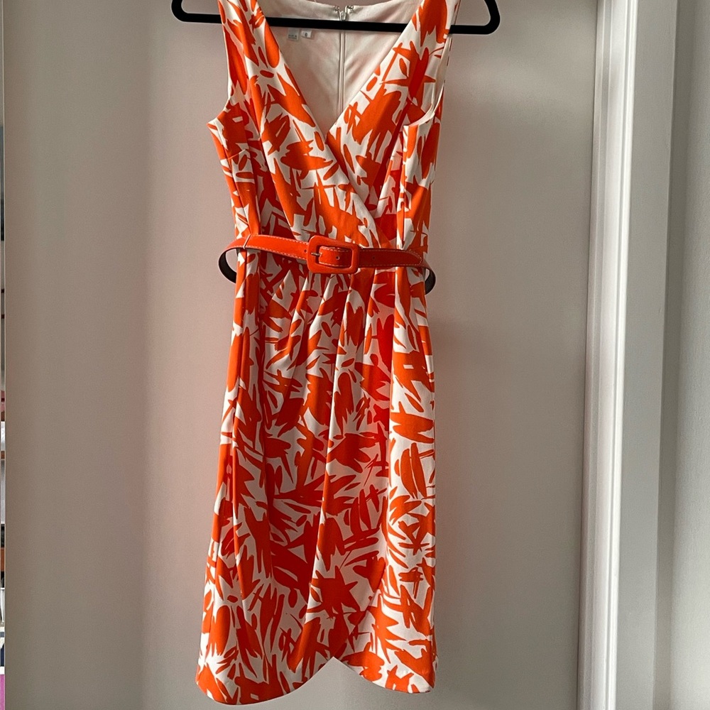 London Times orange and white floral dress